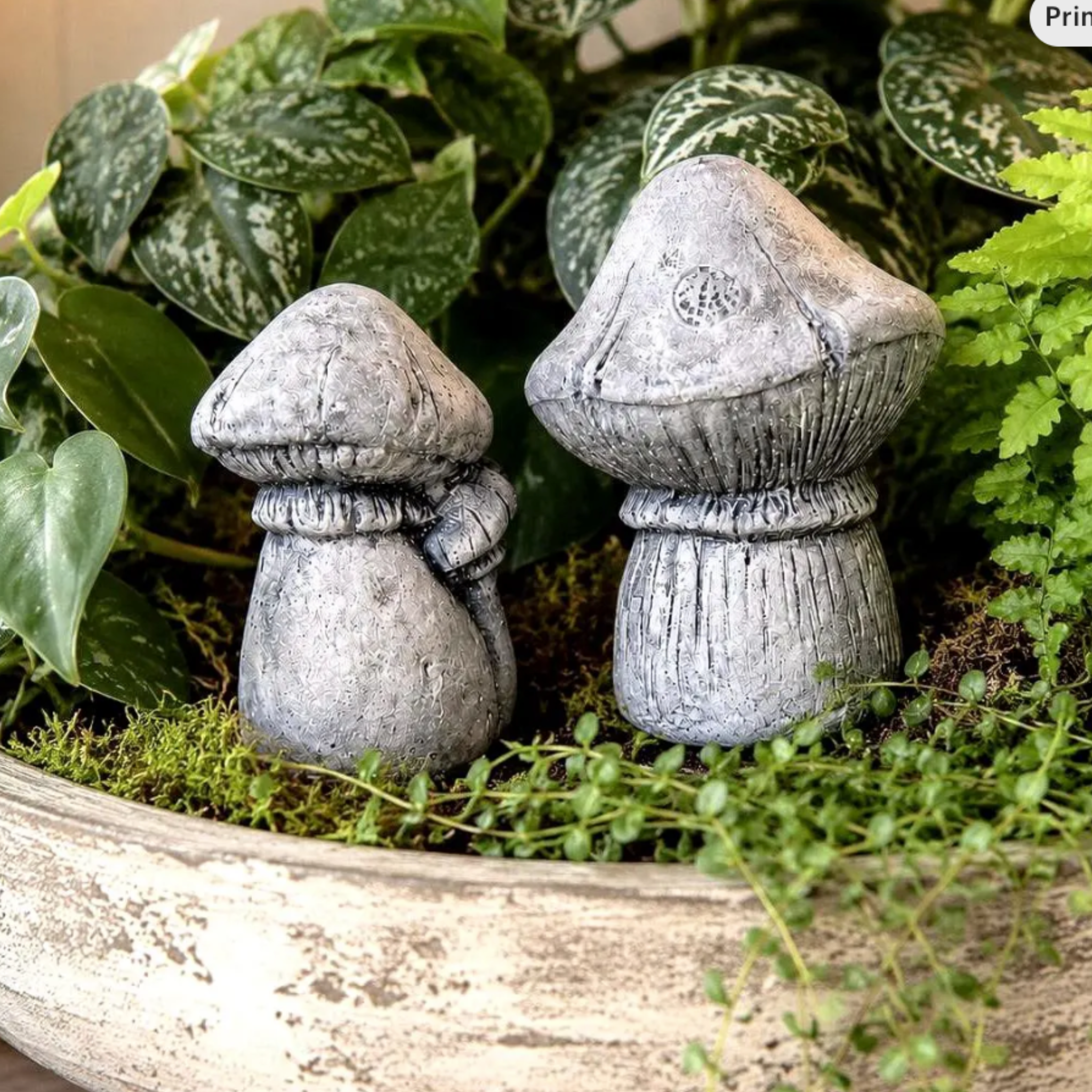 Concrete Mushroom Statues Planter Garden Decor