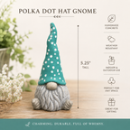 Polka Dot Hat Garden Gnome | Concrete Garden Gnome Statue