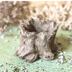 Tree Stump Planters | Set of Two Concrete Wood Grain Succulent Planters