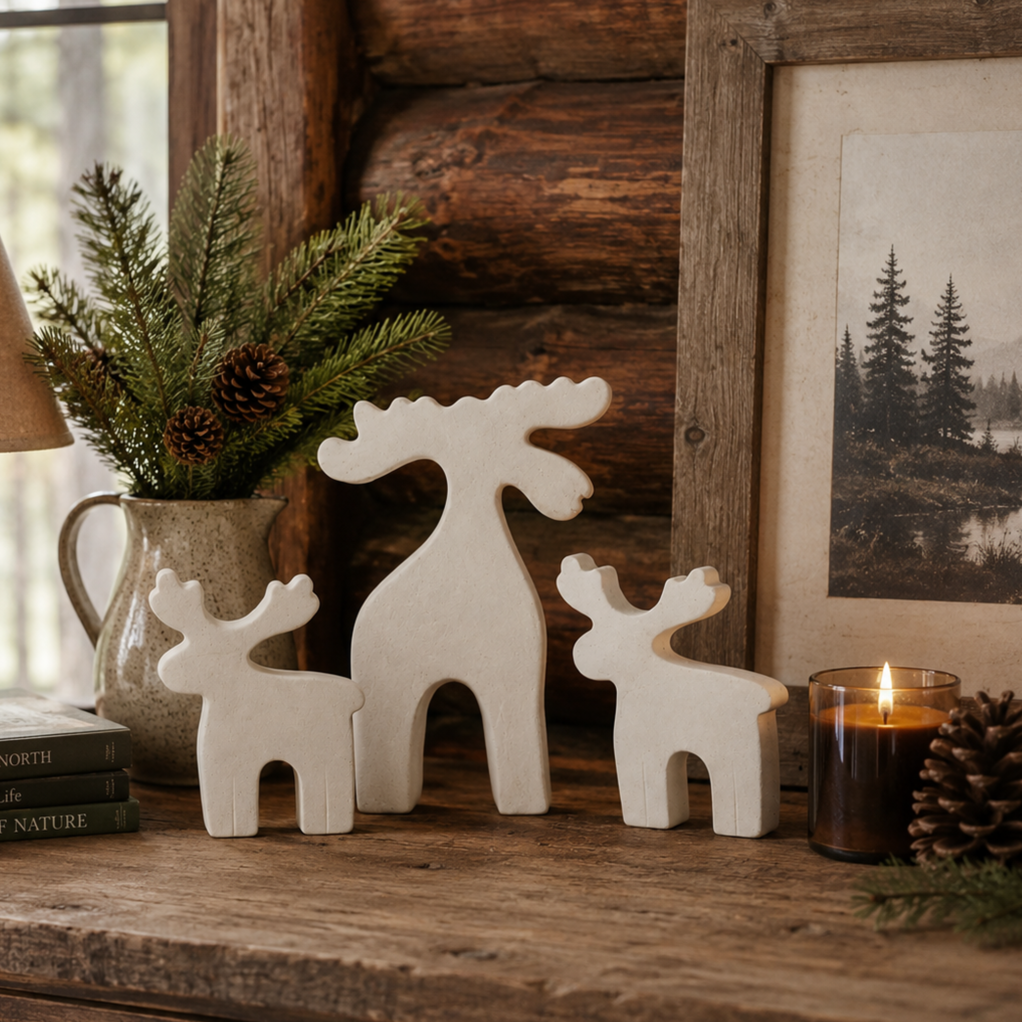Moose Family | Set of 3 Concrete Statues