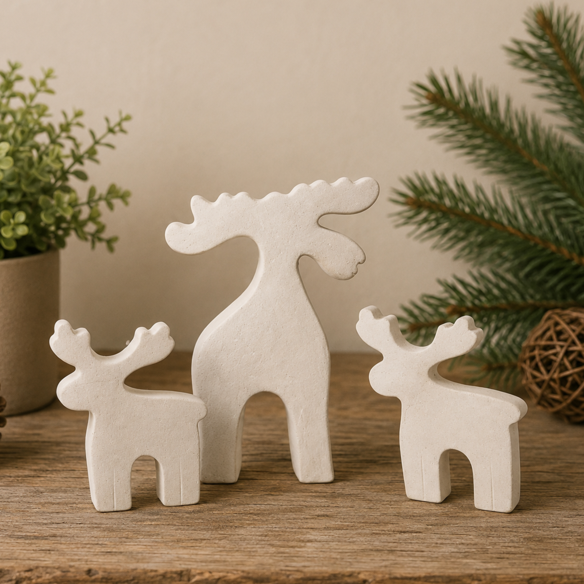 Moose Family | Set of 3 Concrete Statues