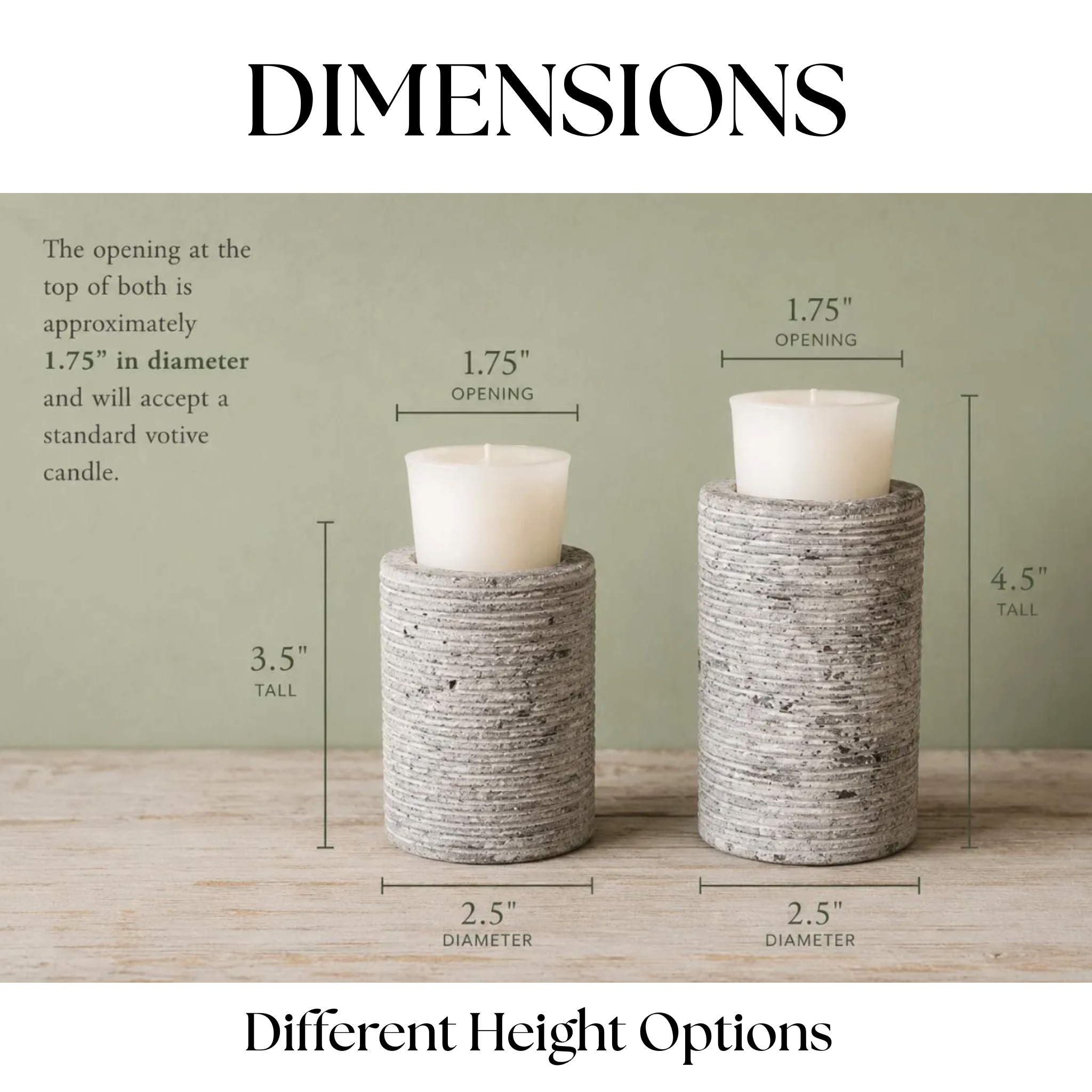 Striped Votive Candle Holders | Concrete Candle Holder Farmhouse Decor Rustic Accents