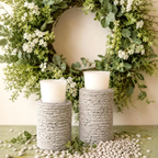 Striped Votive Candle Holders | Concrete Candle Holder Farmhouse Decor Rustic Accents