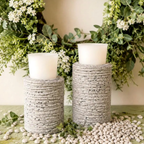 Striped Votive Candle Holders | Concrete Candle Holder Farmhouse Decor Rustic Accents
