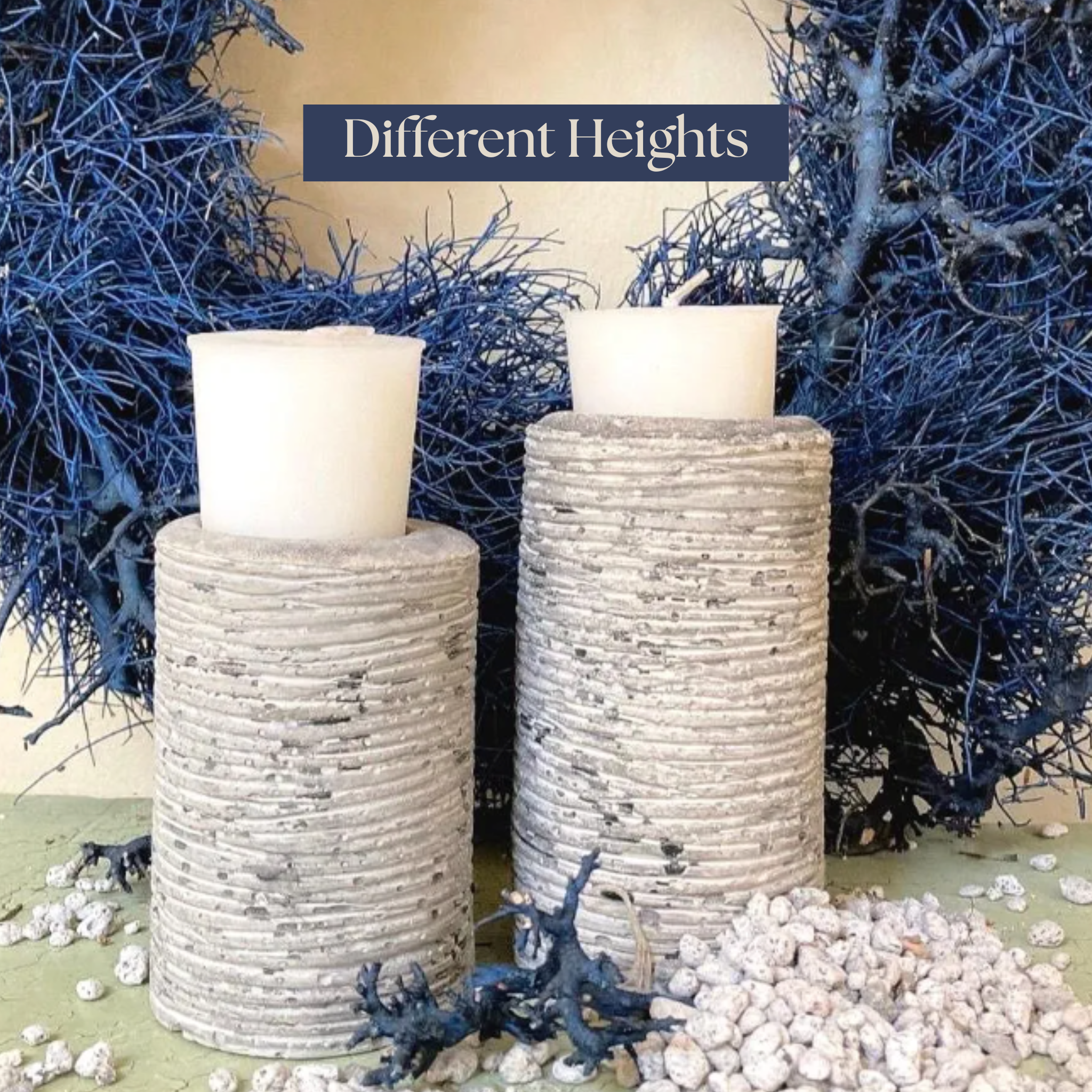 Striped Votive Candle Holders | Concrete Candle Holder Farmhouse Decor Rustic Accents