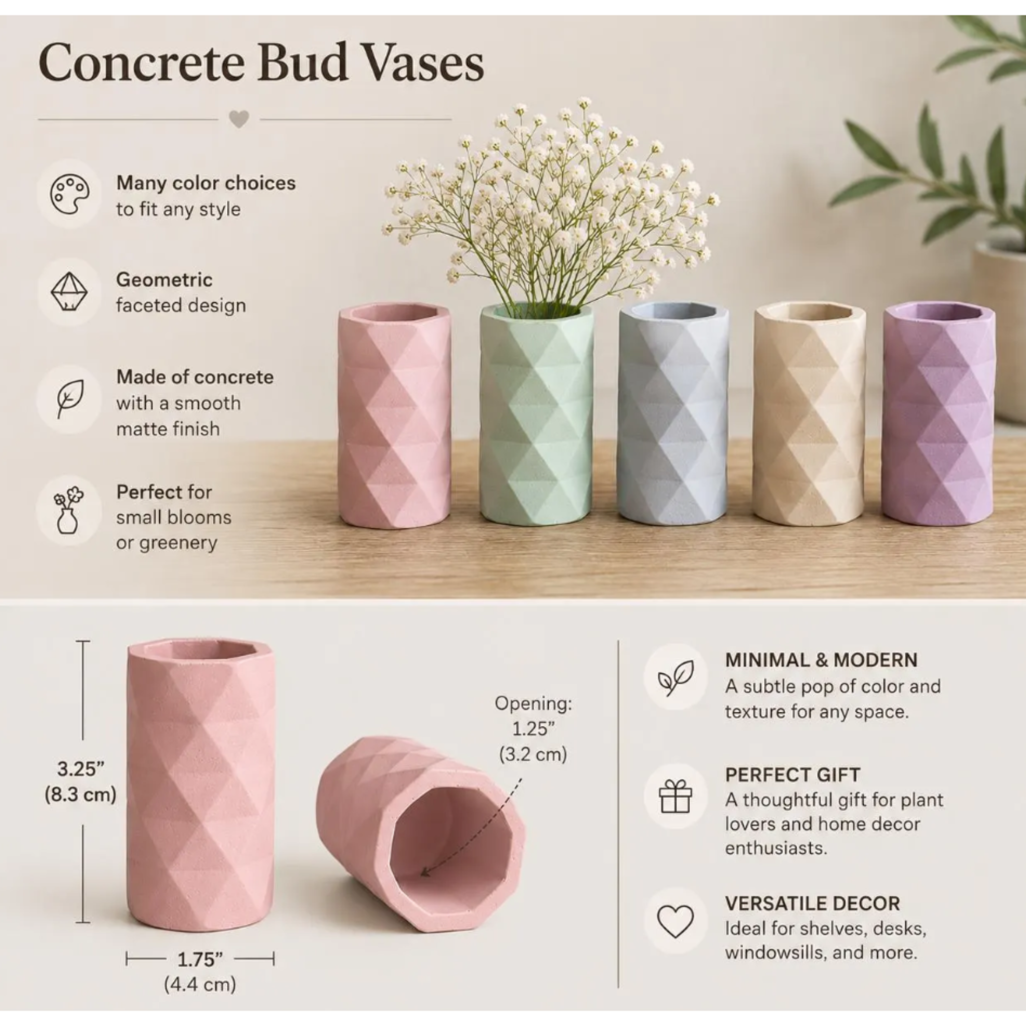 Colorful Concrete Bud Vases | Pencil Cups | Storage Cup