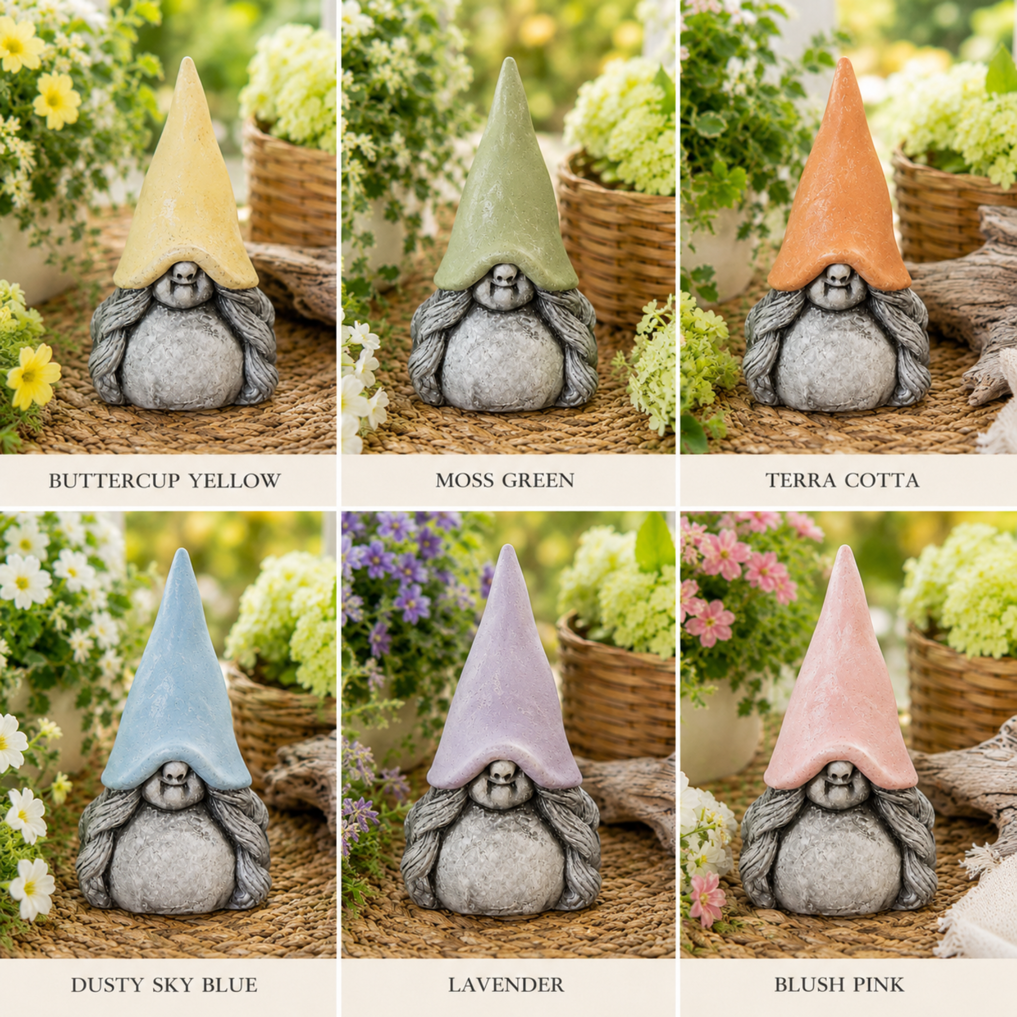 Garden Gnome with Braided Pigtails | Concrete Statue Gnome Figurine