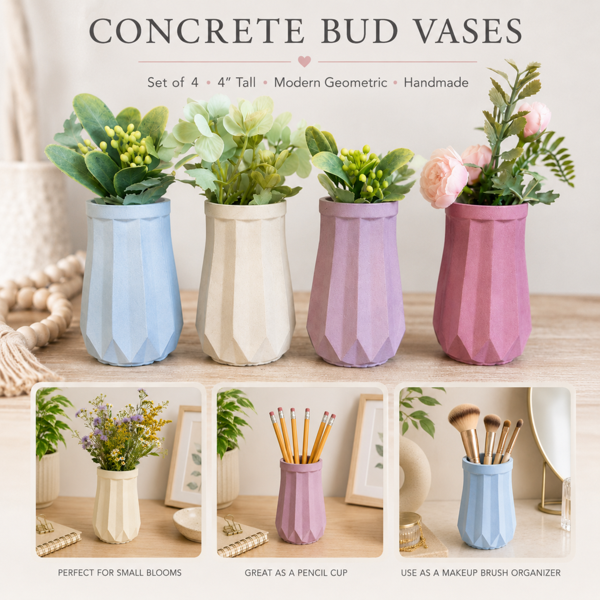 Diamond Rippled Bud Vase | Pencil Cup | Storage Cup