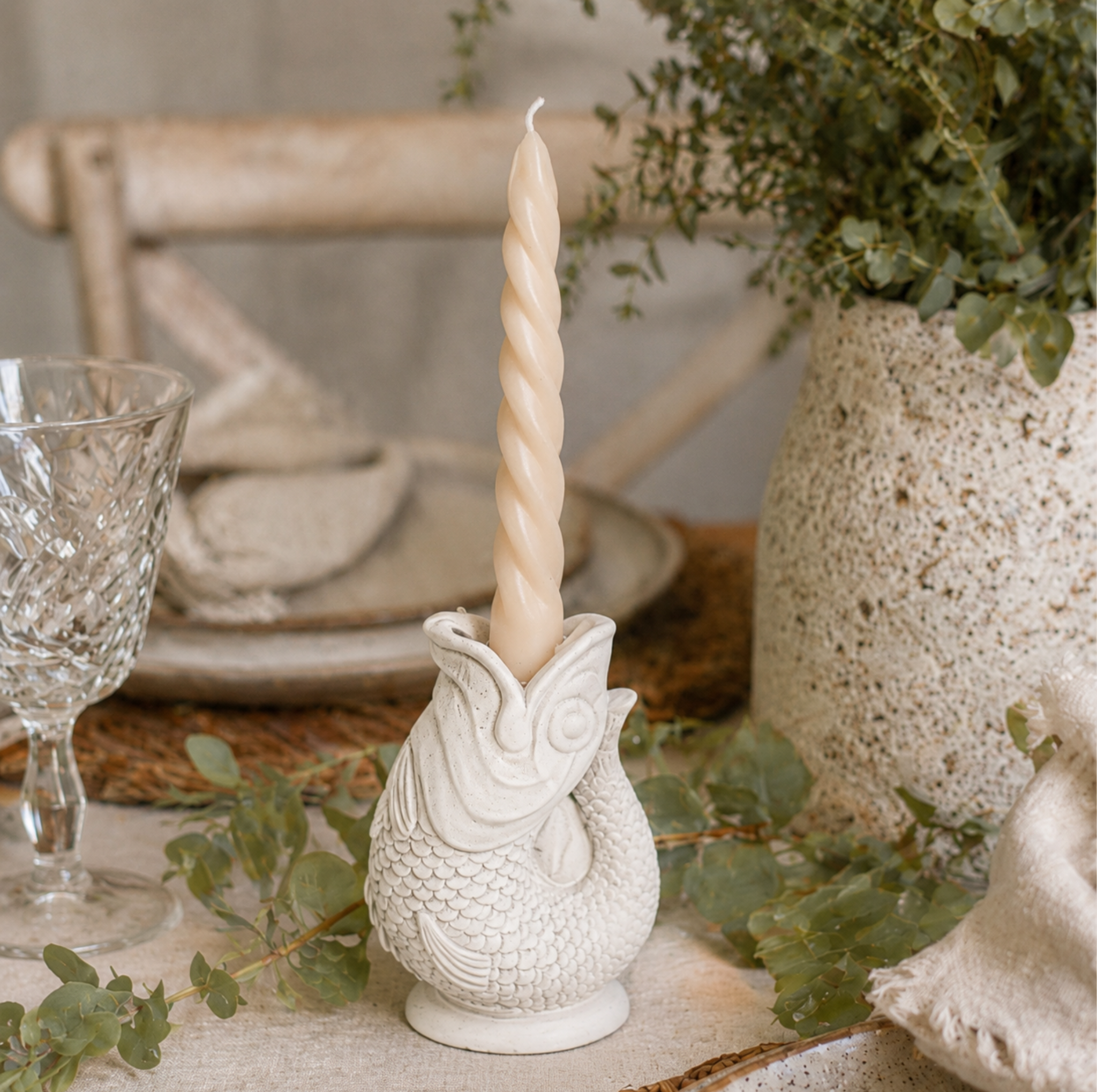 Fish TaperCandle Holder | Carp or Koi Concrete Candle Votive