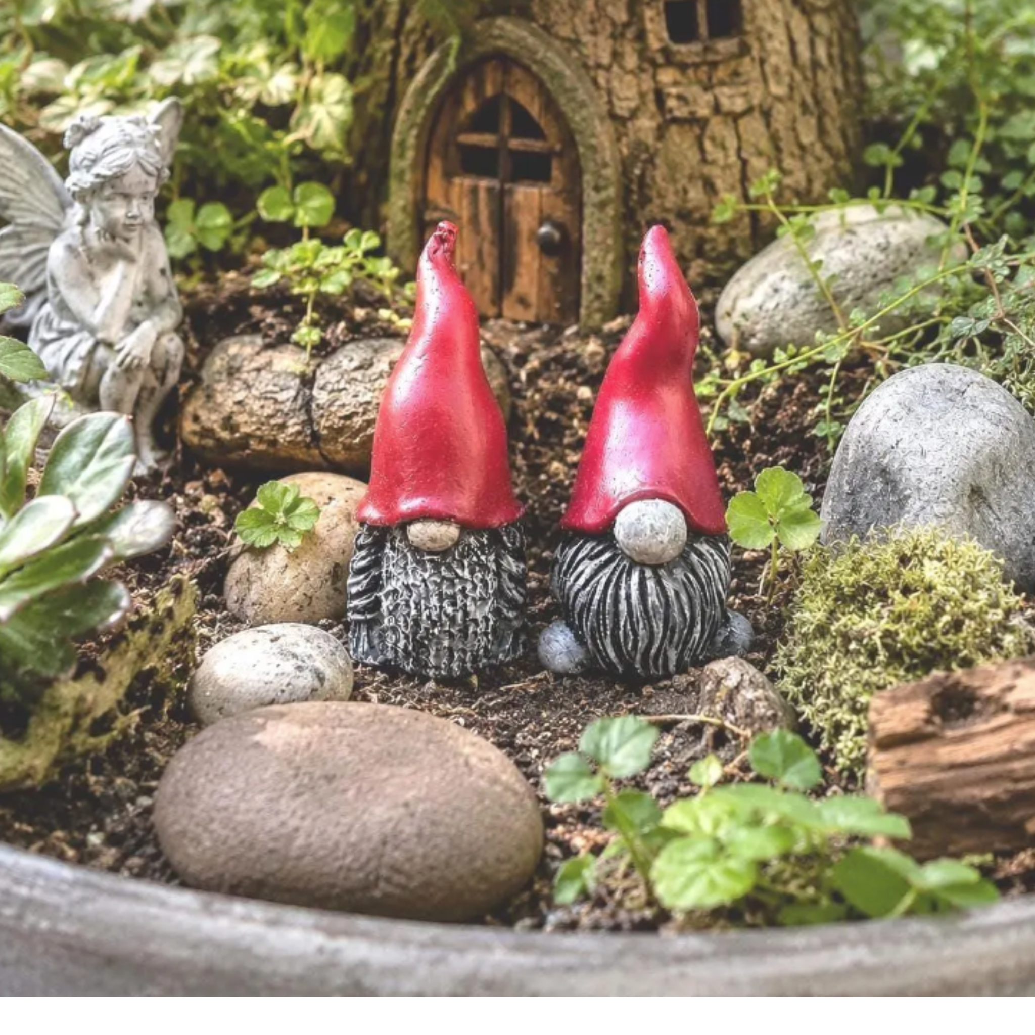 Miniature Red Hat Gnomes | Custom Hat Colors | Garden Statues or Planter Decor