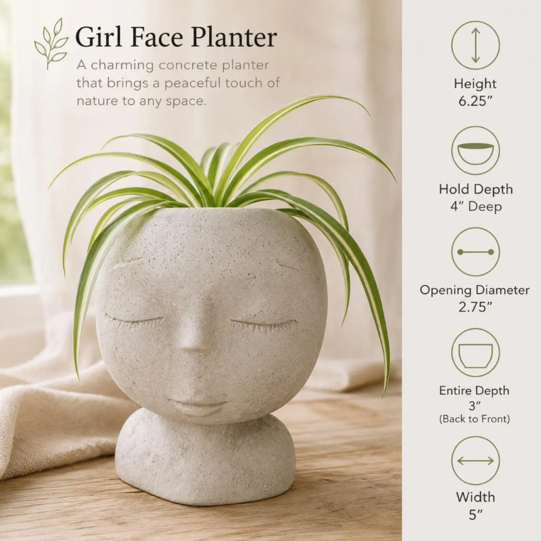 Modern Lady Head Planter | Boho Succulent Planter 2.75 Inch Pot