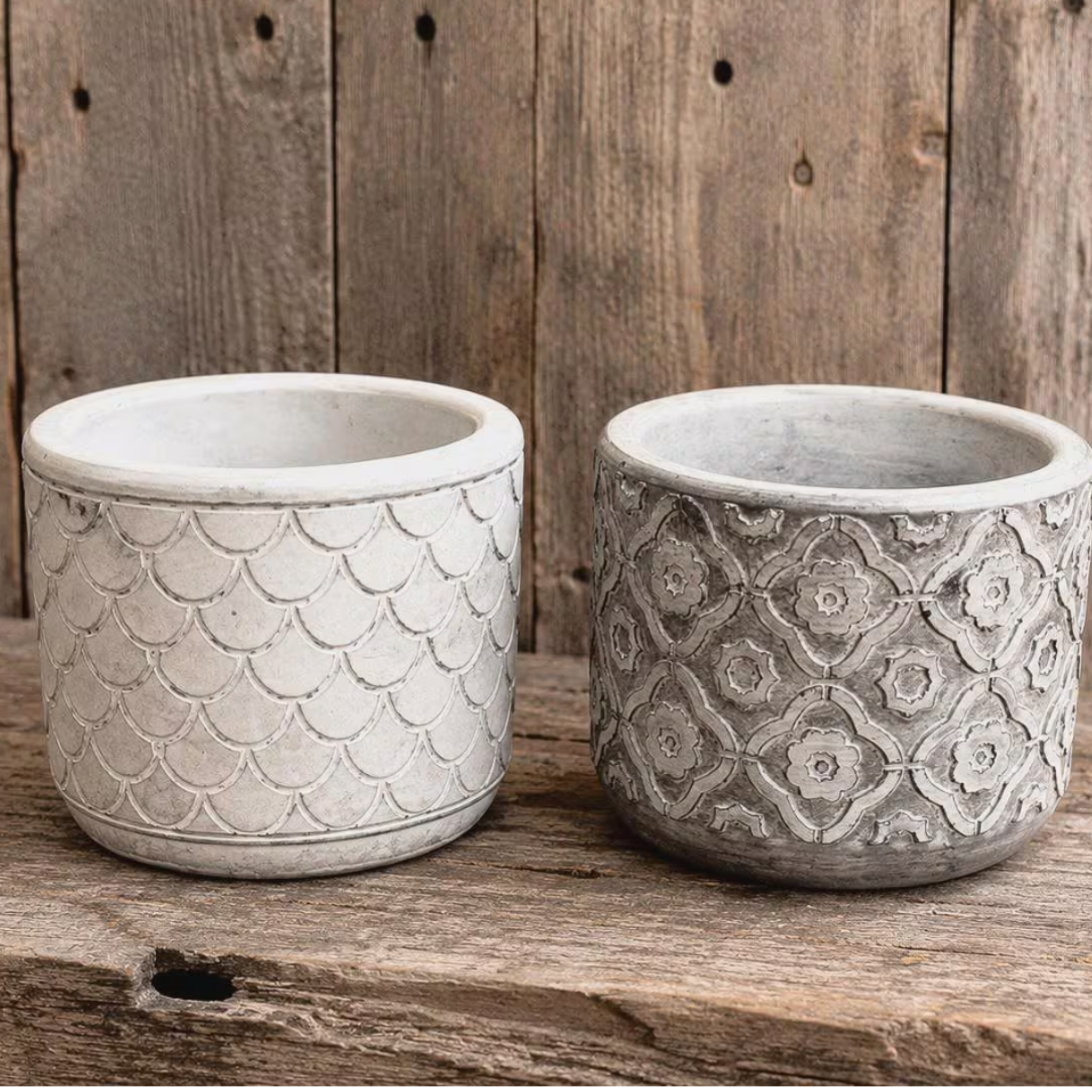 Embossed Concrete Planters 4-5 Inch Planters | Scalloped or Floral Embossing