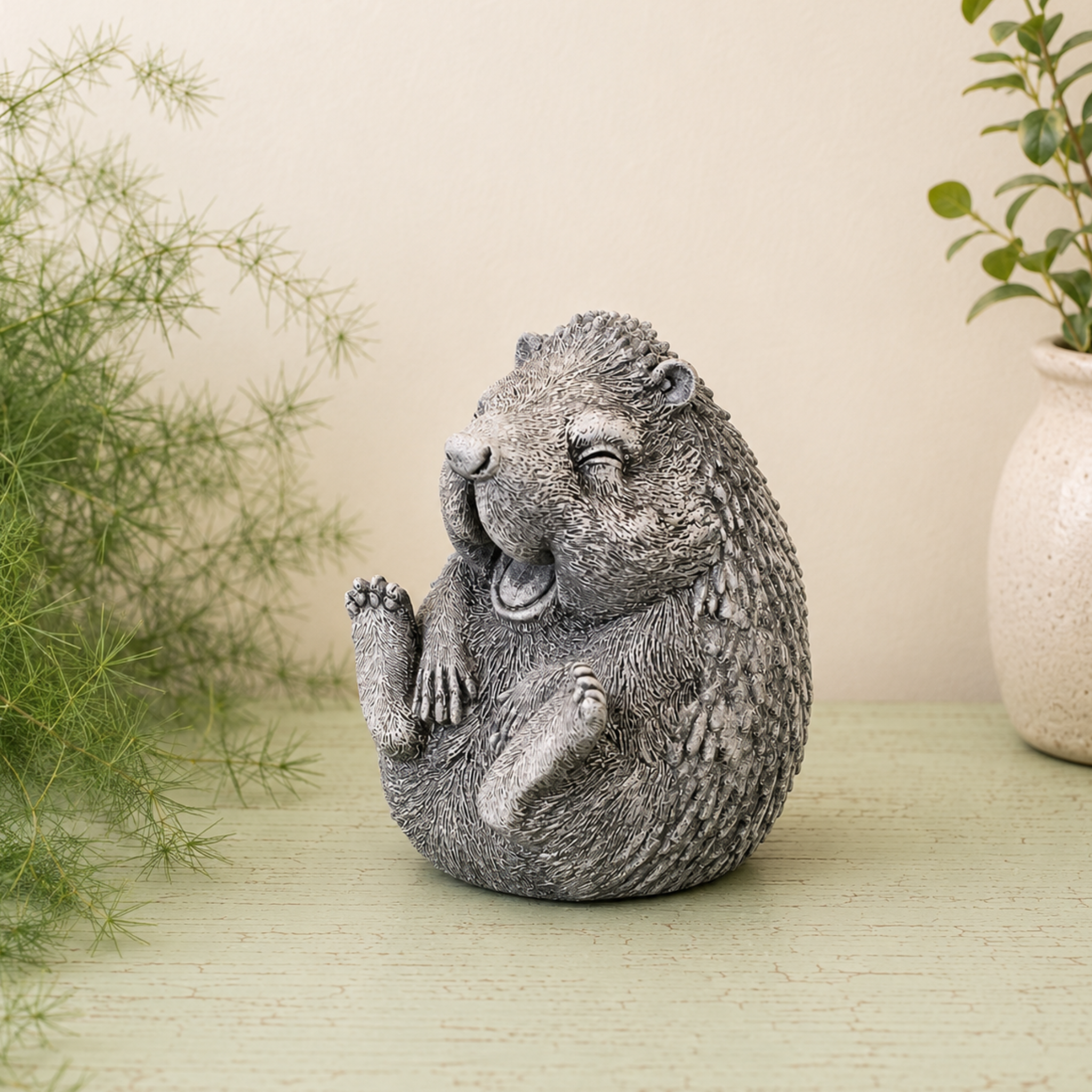 Happy Hedgehog Concrete Statue | Garden Statue | Hedgehog Decor | Doorstopper