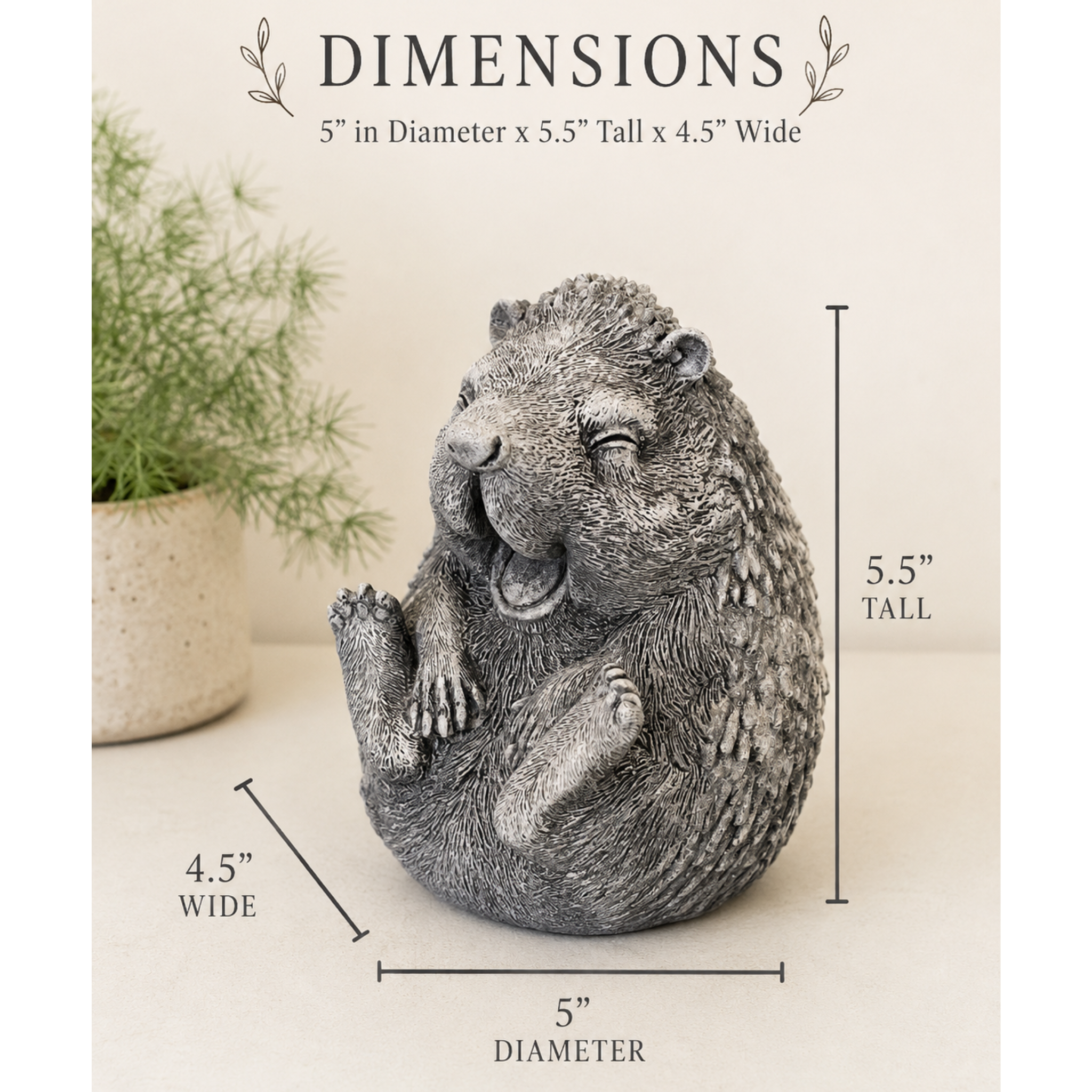 Happy Hedgehog Concrete Statue | Garden Statue | Hedgehog Decor | Doorstopper