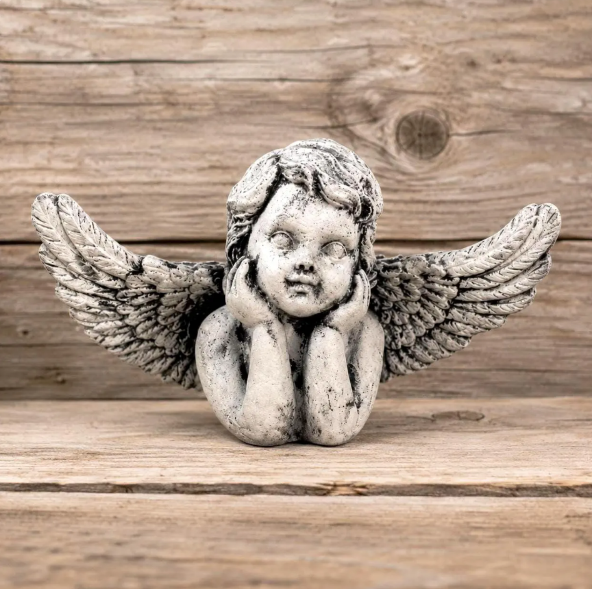 Large Wings Angel Statue | Concrete Garden Statue or Grave Decor