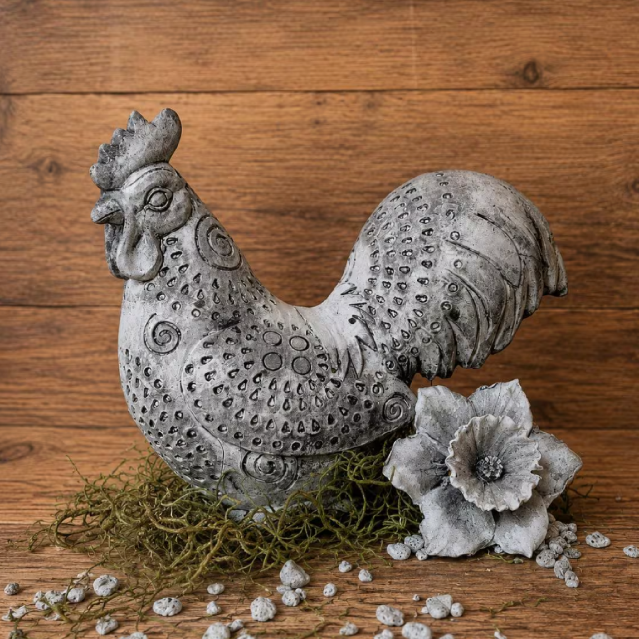 Farmhouse Rooster Chicken Concrete Statue