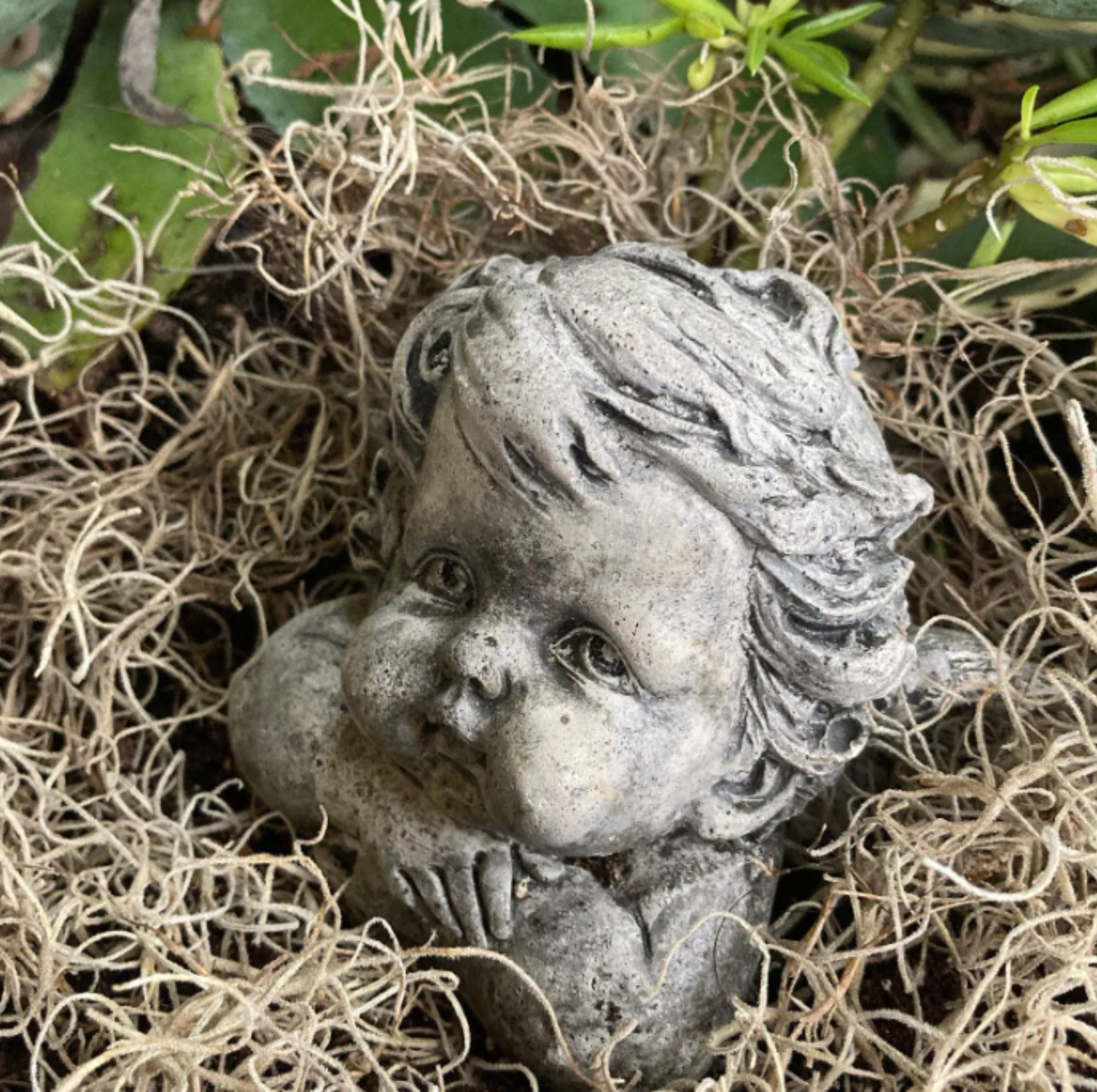 Chubby Angel Cherub Statue | Concrete Garden Statue or Grave Decor