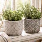 Embossed Concrete Planters 4-5 Inch Planters | Scalloped or Floral Embossing