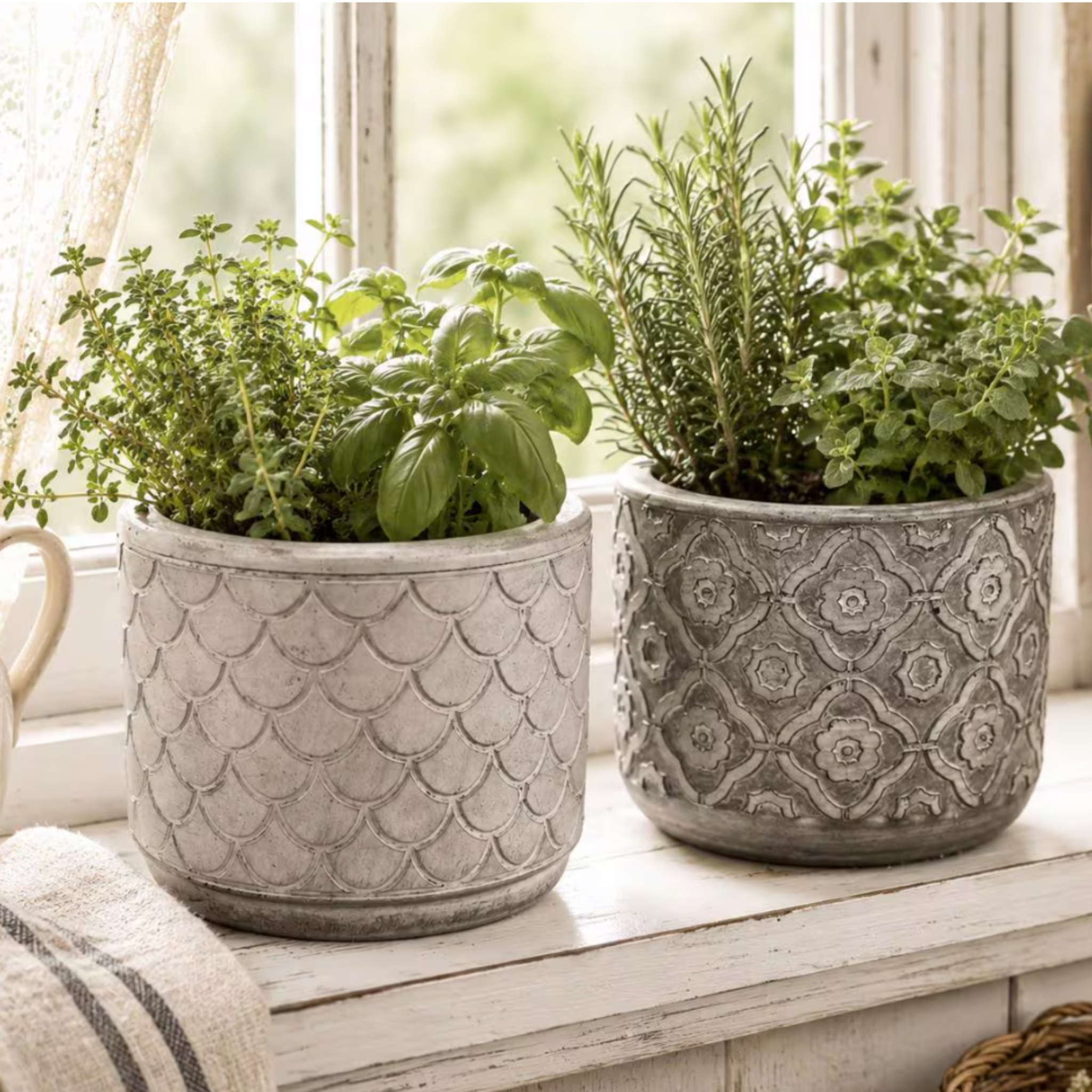 Embossed Concrete Planters 4-5 Inch Planters | Scalloped or Floral Embossing