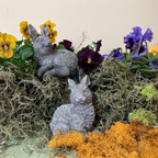 Fuzzy Bunny Statue Set