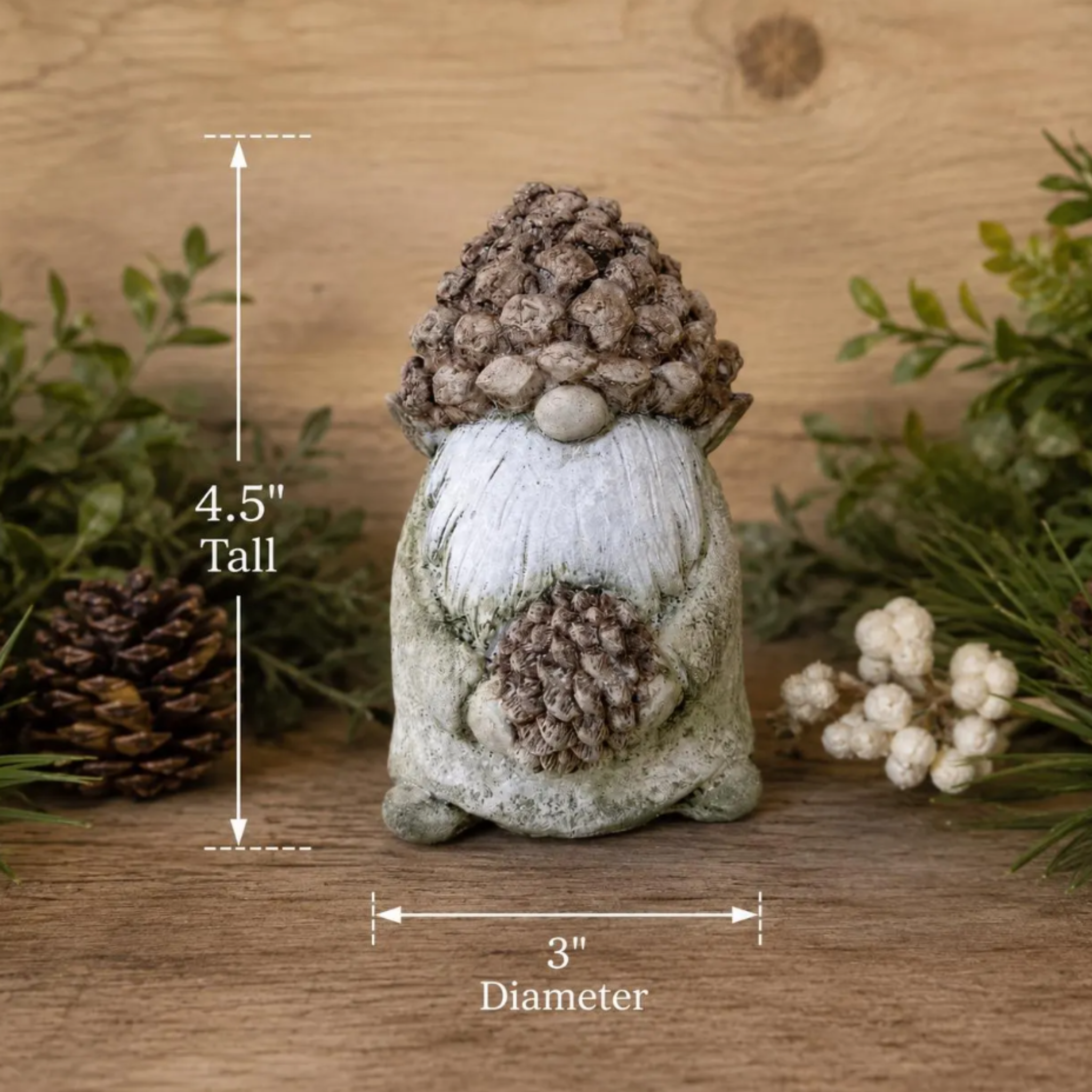 Pinecone Hat Gnome | Rustic Gnome Garden Statue