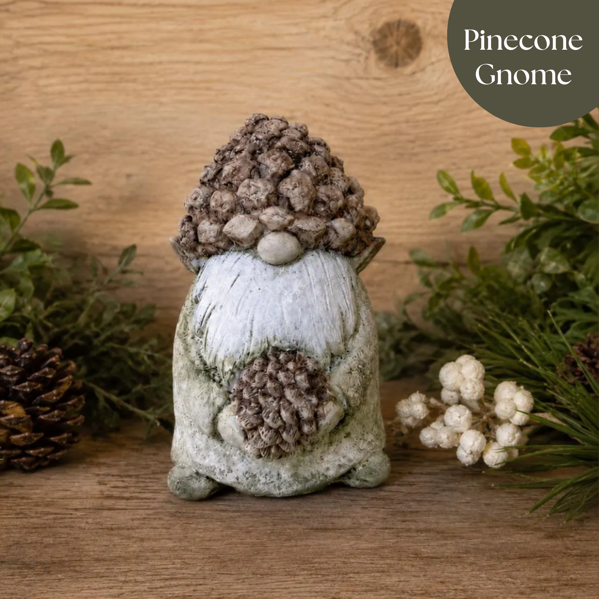 Pinecone Hat Gnome | Rustic Gnome Garden Statue