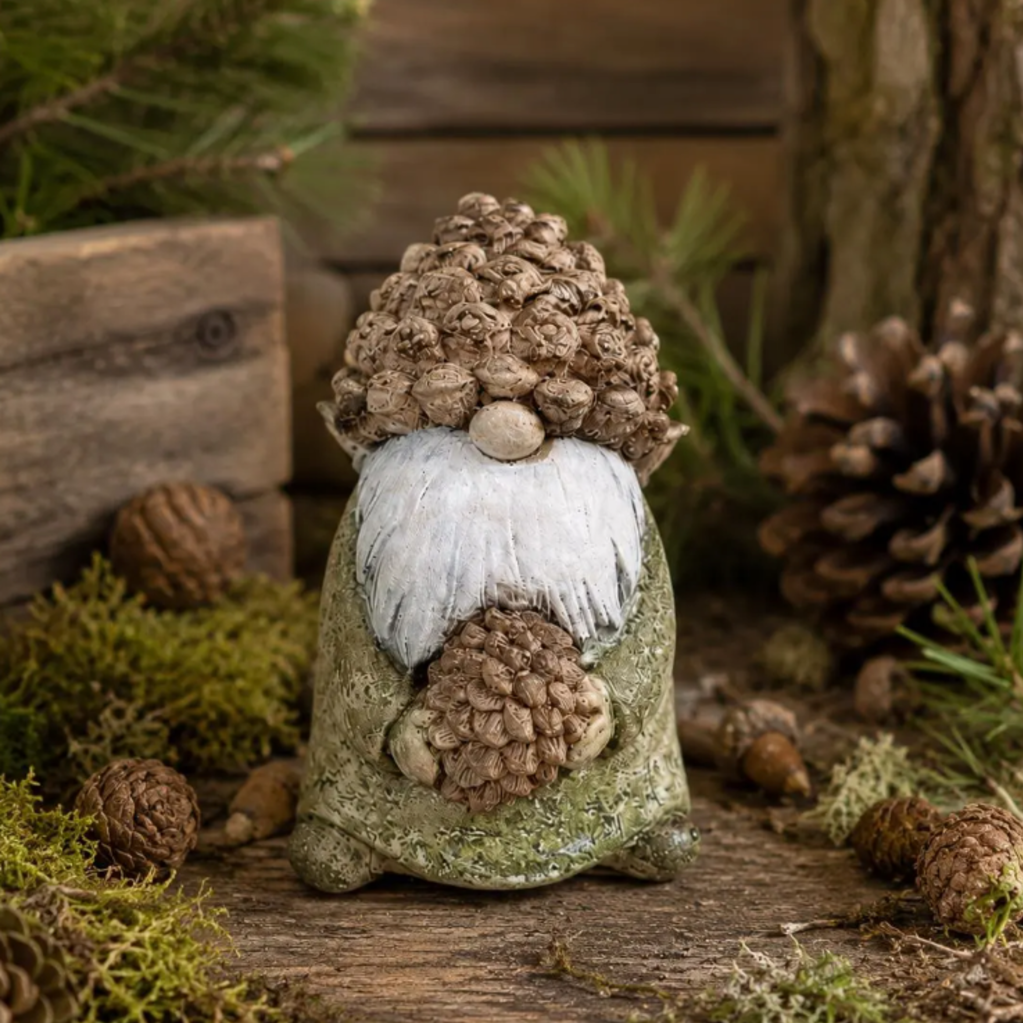 Pinecone Hat Gnome | Rustic Gnome Garden Statue