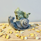 Fairy on Snail Statue | Fairy Garden Decor | Planter Accent