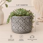 Embossed Concrete Planters 4-5 Inch Planters | Scalloped or Floral Embossing