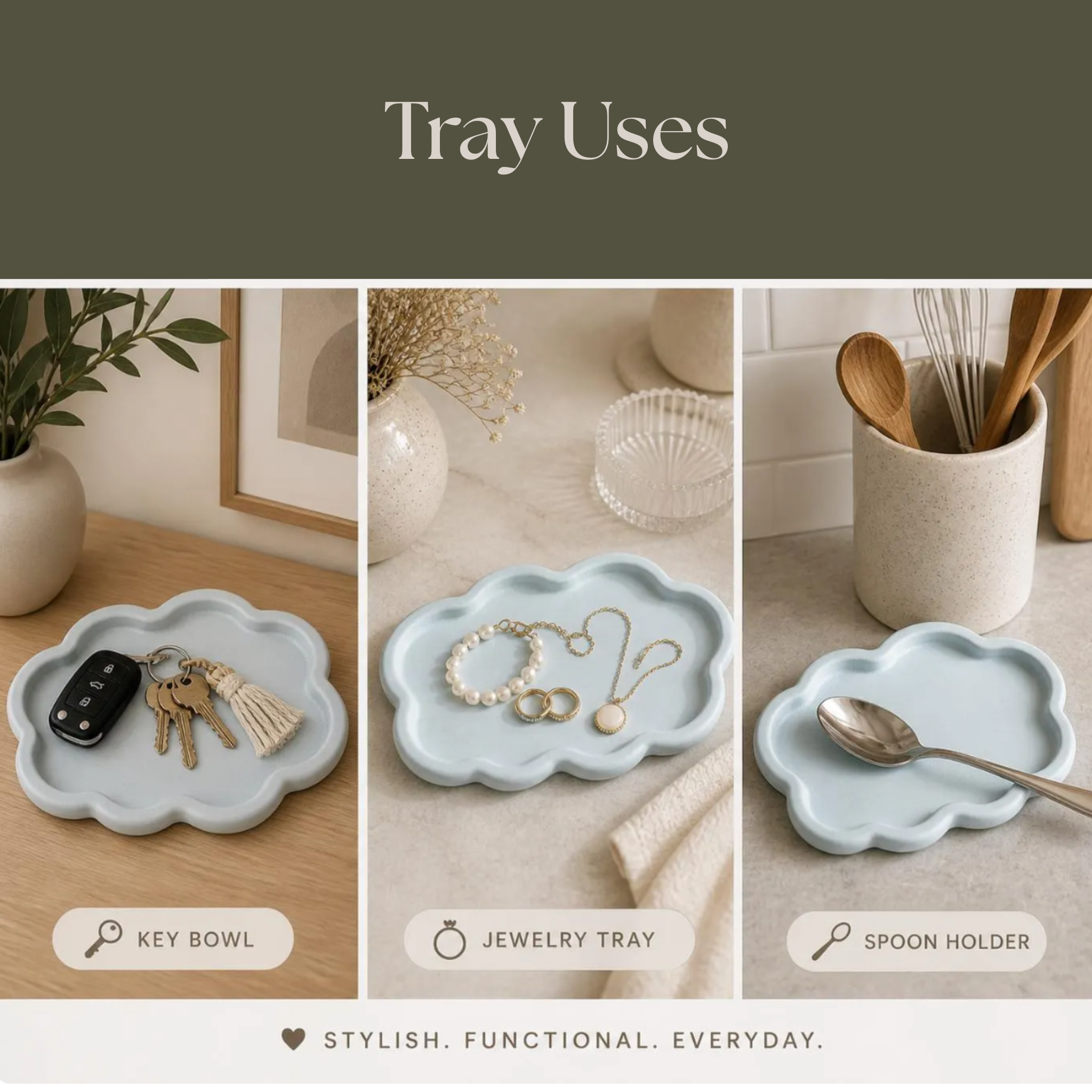 Vermont Cloud Tray | Concrete Tray Jewelry Storage Trinket Dish