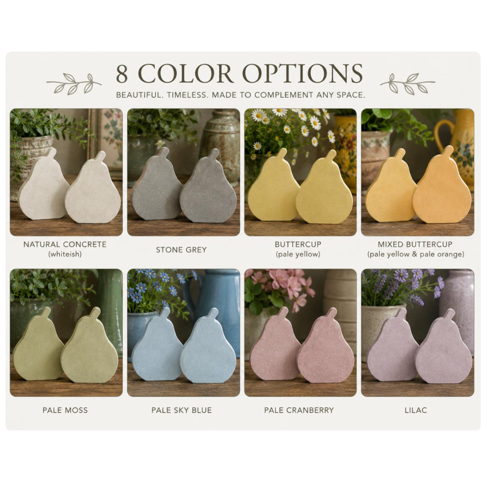 Concrete Pears | Fruit Trivet Set Pot Rests | Pear-Shaped Coasters