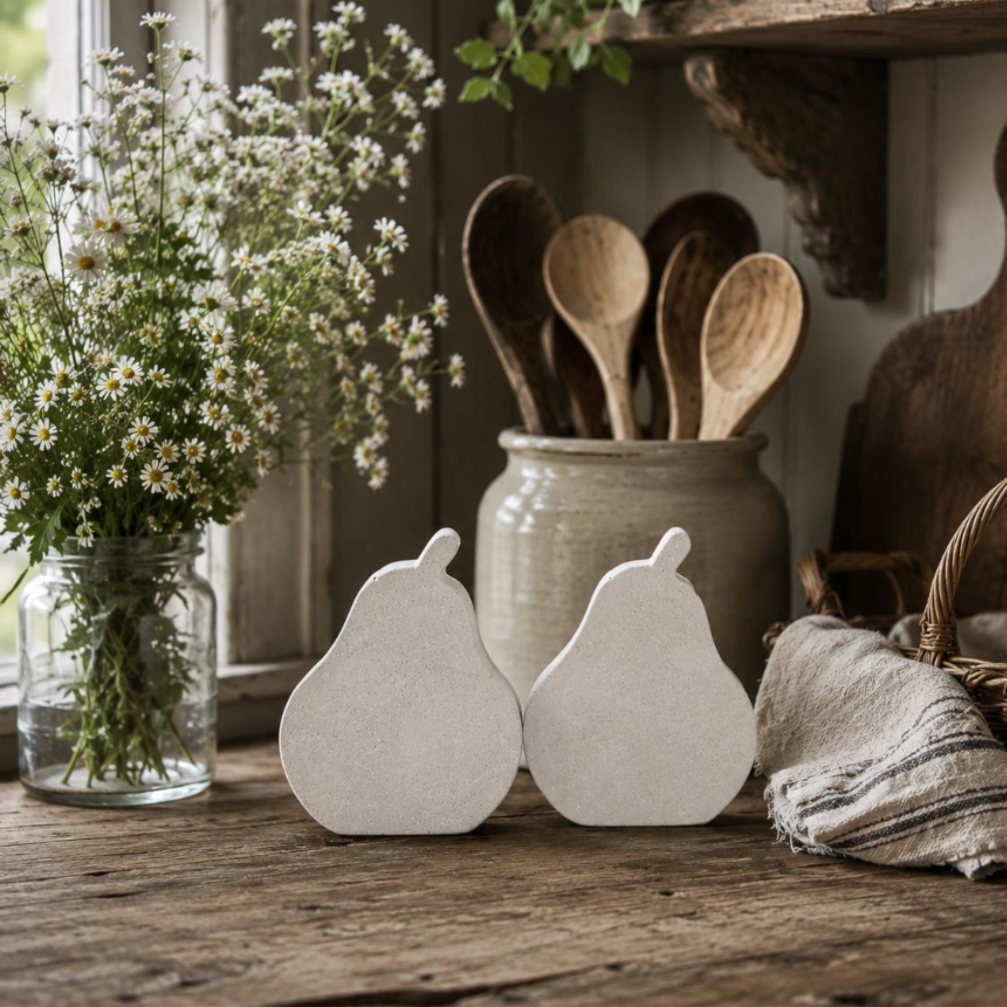 Concrete Pears | Fruit Trivet Set Pot Rests | Pear-Shaped Coasters