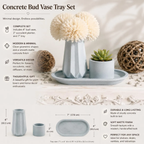 Concrete Organizer Set | Desk Storage | 3pcSet | Bud Vase with Match Holder