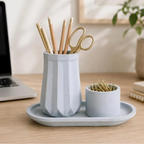 Concrete Organizer Set | Desk Storage | 3pcSet | Bud Vase with Match Holder