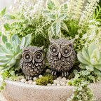 Miniature Owl Statues | Concrete Planter Decor Garden Statues