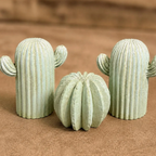 Miniature Cactus Statues | Set of 3 Faux Cacti | Artificial Concrete Plants