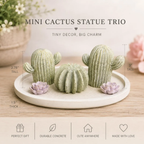 Miniature Cactus Statues | Set of 3 Faux Cacti | Artificial Concrete Plants