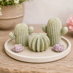 Miniature Cactus Statues | Set of 3 Faux Cacti | Artificial Concrete Plants