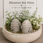 Miniature Beehive Statues 2pc | Concrete Fairy Garden Decor | Planter Accents