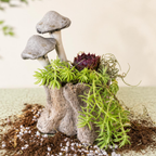 Tree Stump Planters | Set of Two Concrete Wood Grain Succulent Planters