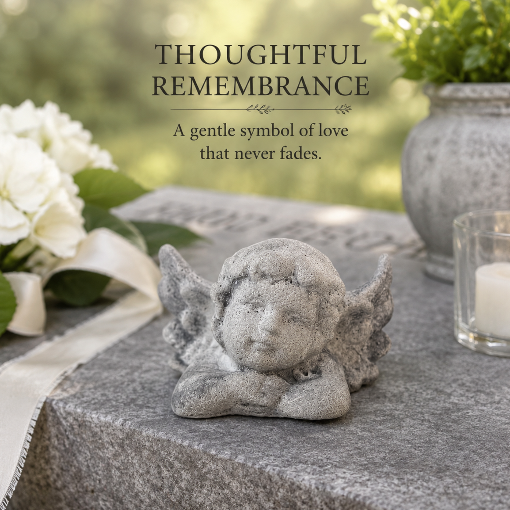 Small Angel Garden Statue | Concrete Cherub Statue | Gravestone Decoration