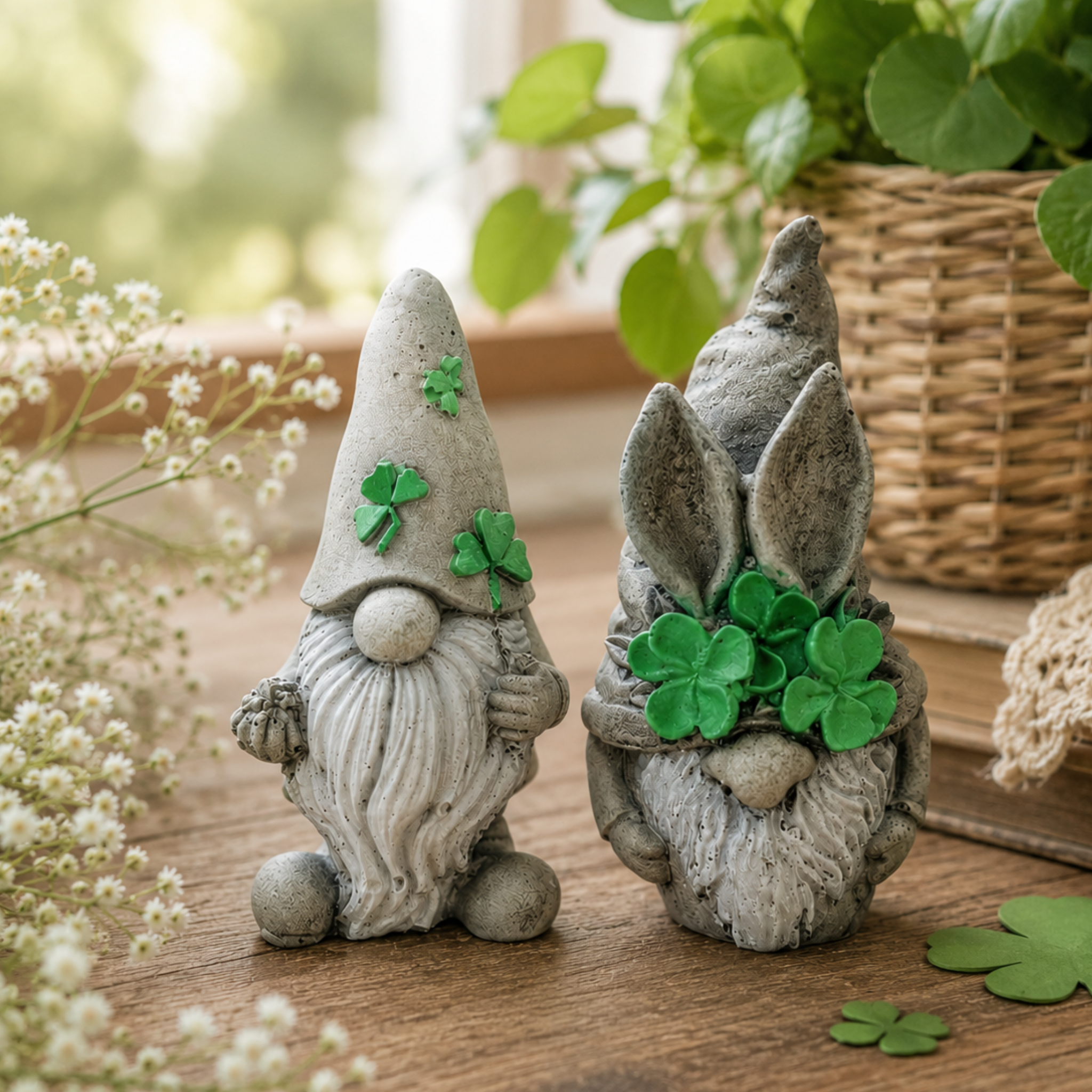 Lucky Garden Gnomes | Four Leaf Clover Gnome Statues