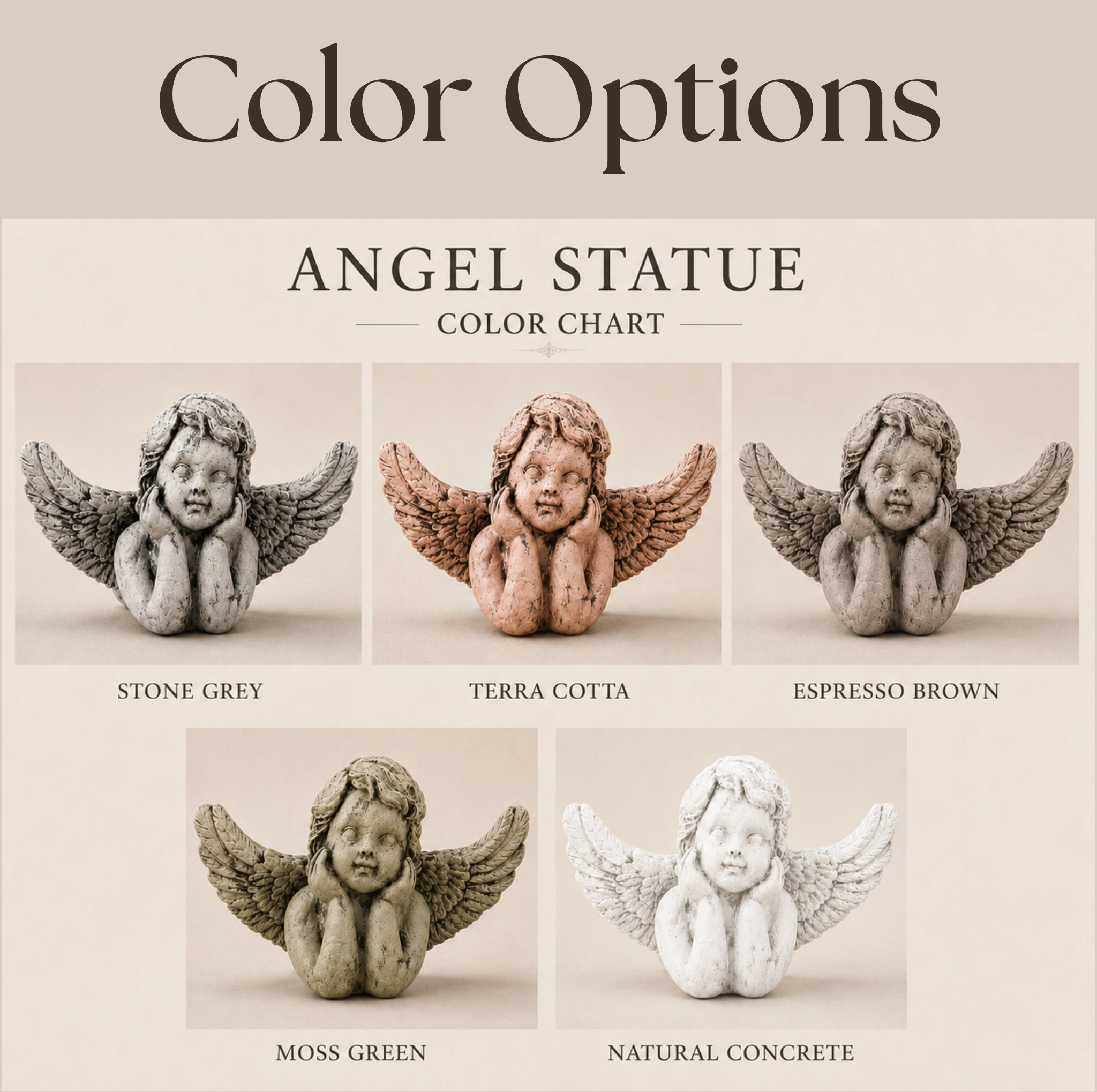 Large Wings Angel Statue | Concrete Garden Statue or Grave Decor