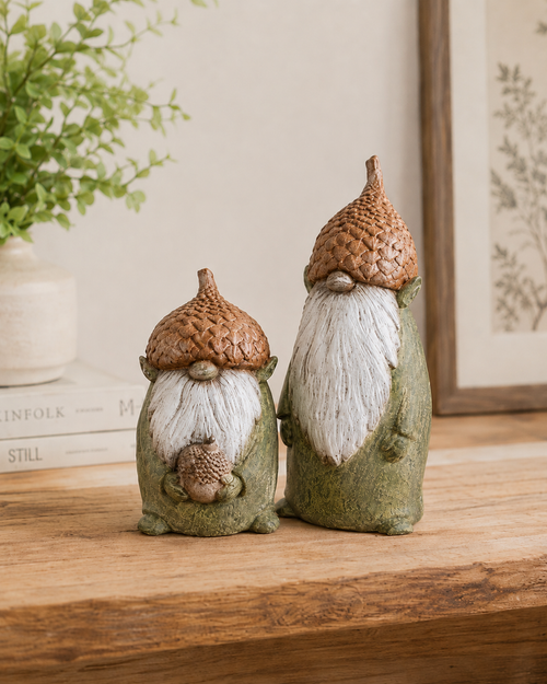 Acorn Hat Gnomes | Large Gnome & Small Gnome Couple Pair
