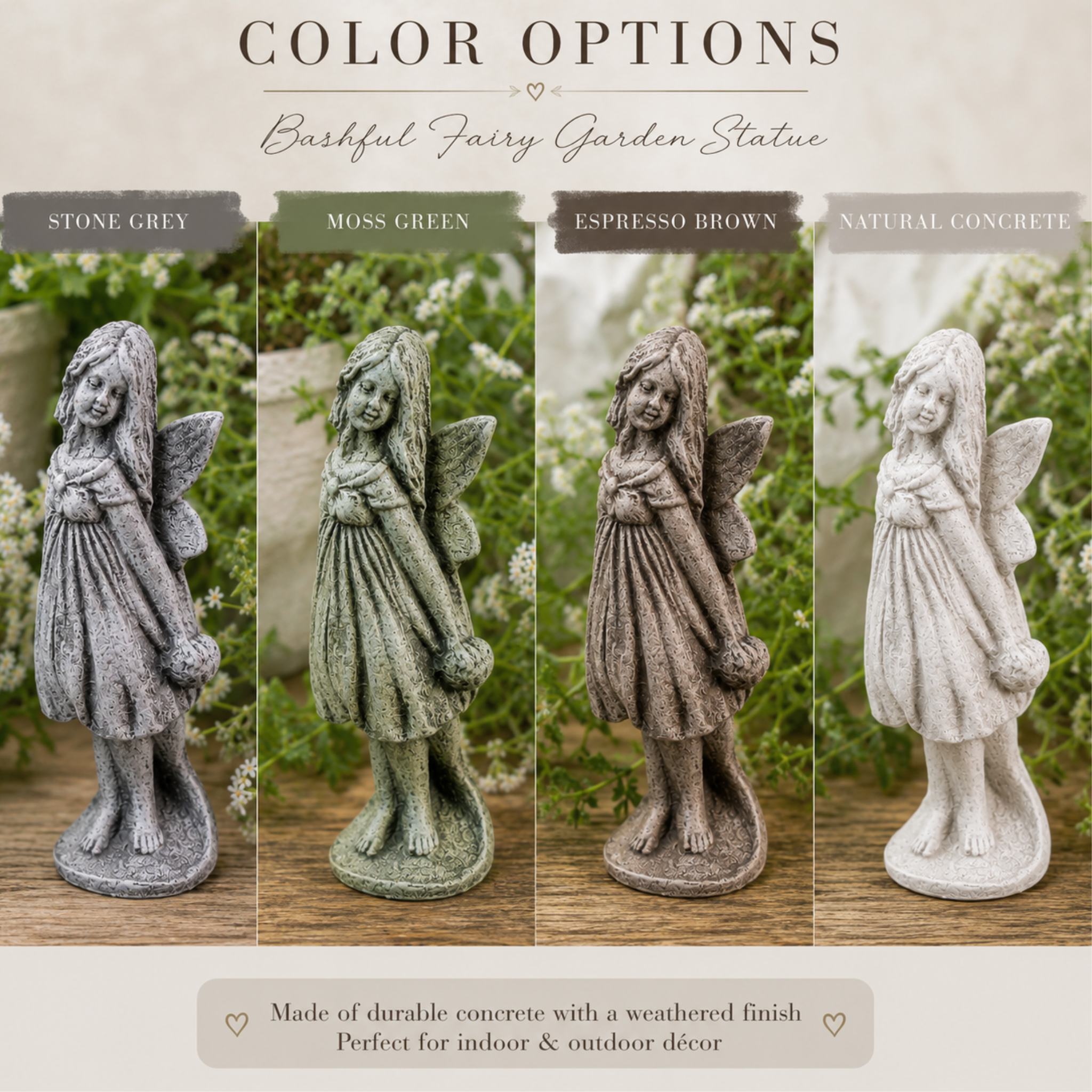 Bashful Fairy Statue | Concrete fairy Garden Statues