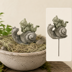 Fairy on Snail Statue | Fairy Garden Decor | Planter Accent