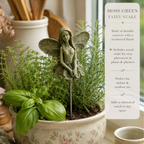 Miniature Fairy Plant Stake | Concrete Fairy Statue for Gardens, Wreaths, & Plant Decor