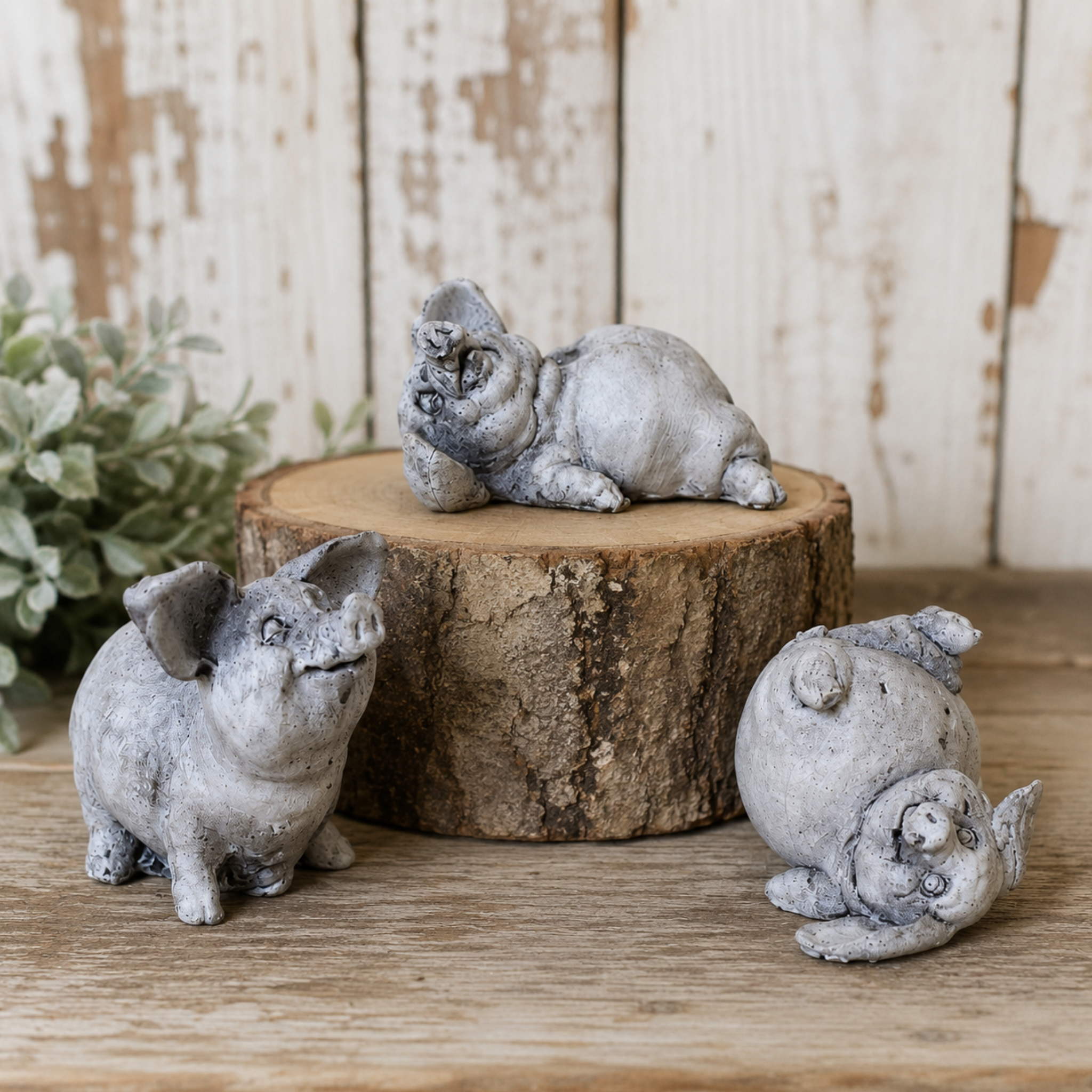 Miniature Pig Statues: Three Little Pigs