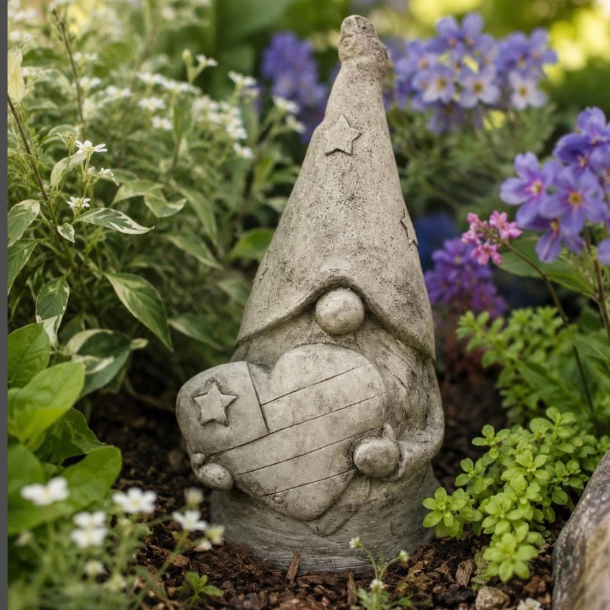 Star Hat Gnome Holding American Flag Heart