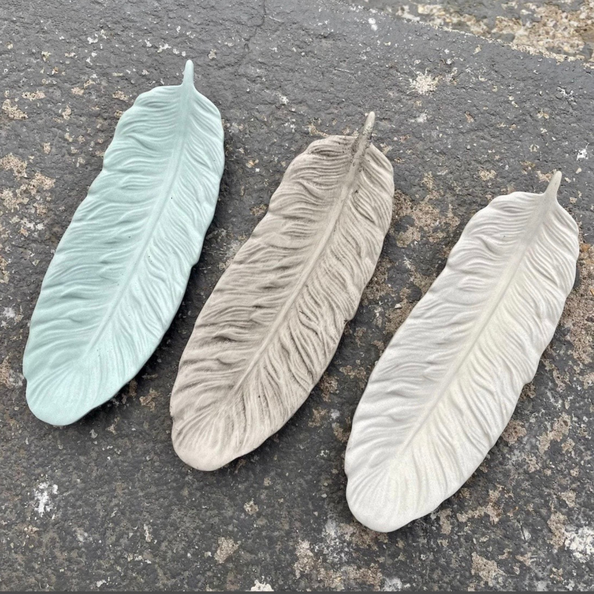 Concrete Feather Dish Trinket Jewelry Tray
